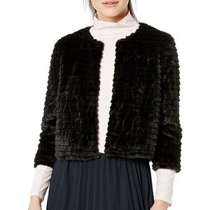 Black Calvin Klein Faux Fur Cropped Shrug Jacket